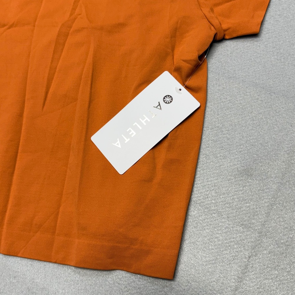 NWT Athleta Relaxed Tee Womens Medium Orange Short Sleeve Wicking Crop NEW - Picture 9 of 12